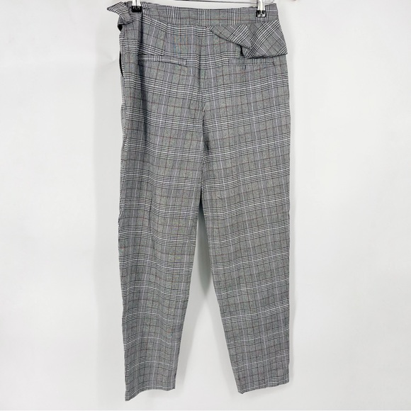 3 for $15 🌸 All in Favor Plaid Ruffle Belted Pants Ankle Trousers Slim - Picture 2 of 5